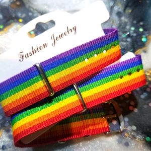 Pride Rainbow ROYGBIV canvas bracelet